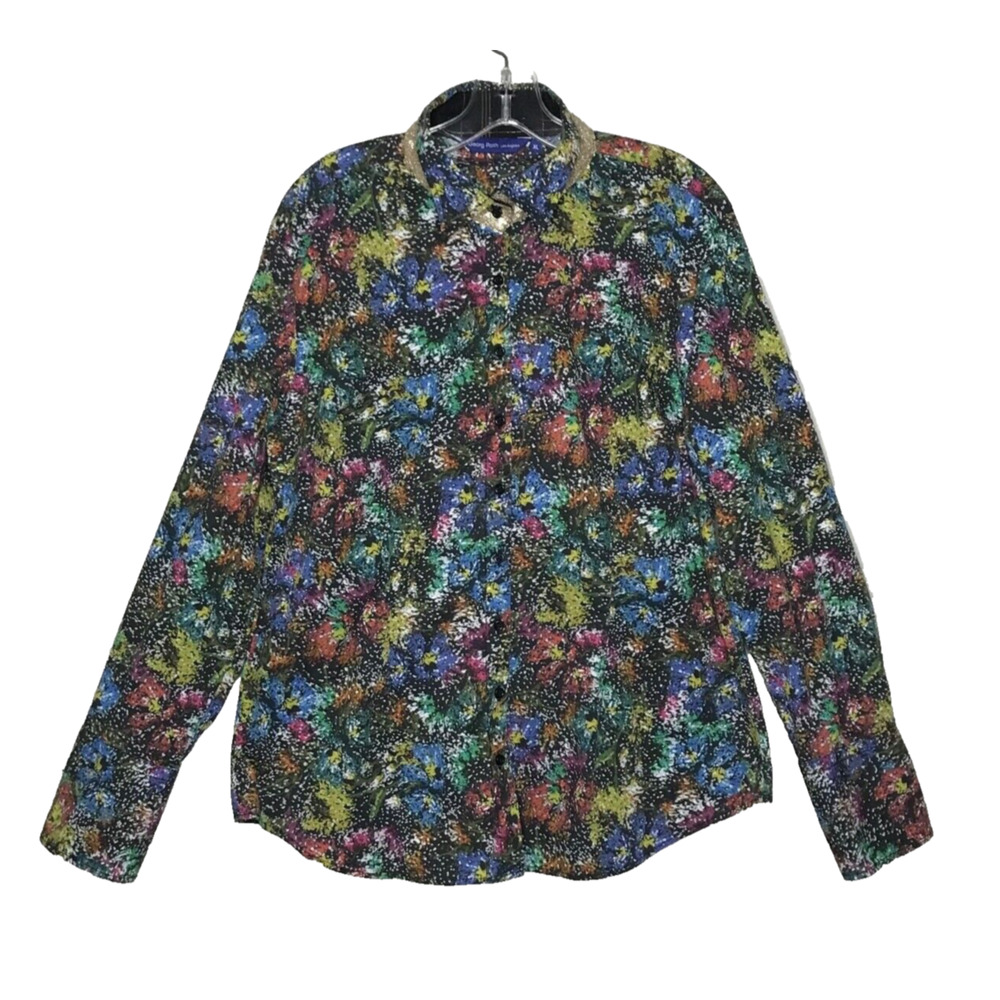 George Roth Multicolor Floral Print Long Sleeve Women's Top